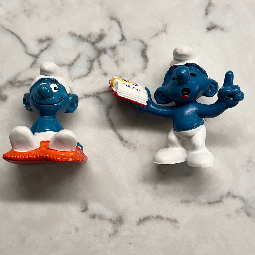 Vintage Smurfs PVC Figures Lot of 7 Peyo Schleich Papa Smurf Miniature Toys - Picture 5 of 16
